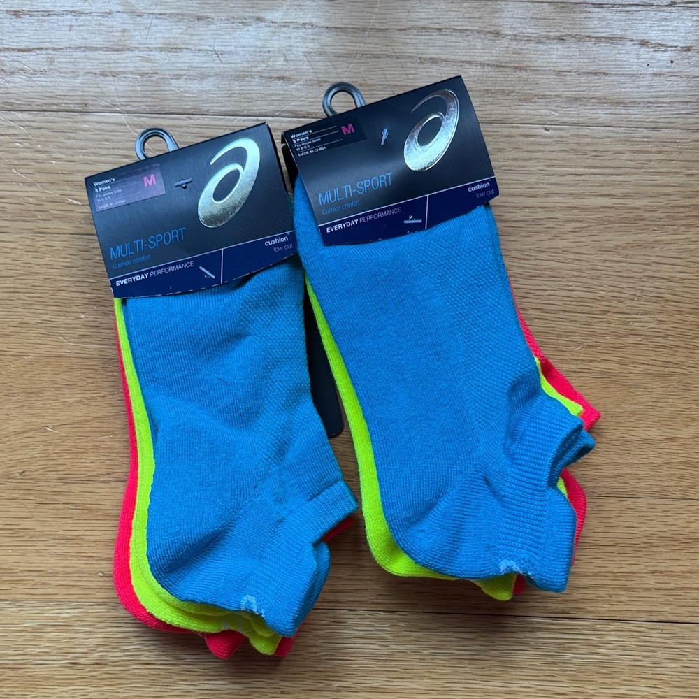 ASICS Multi-Color Athletic Socks - Blue, Yellow, Red